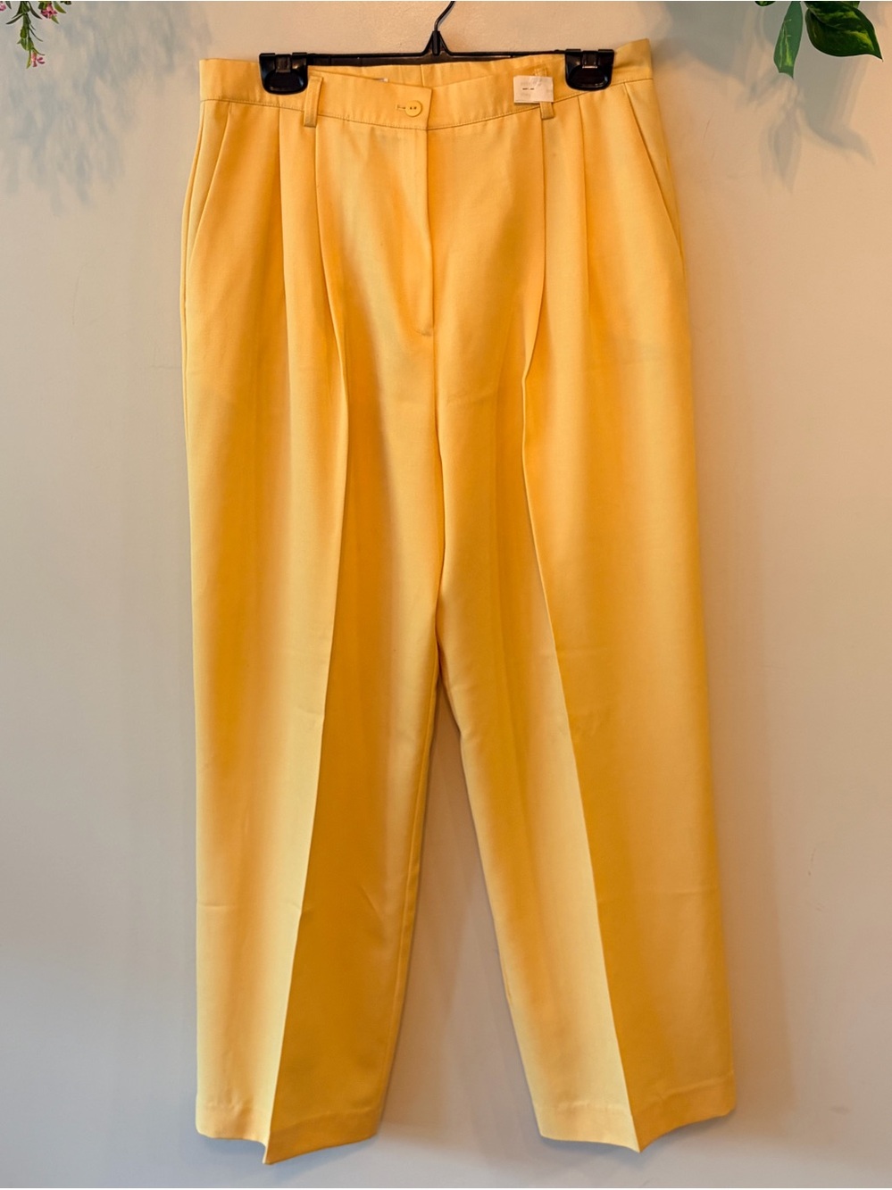 Vintage Pure Virgin Wool Trousers High Rise Tailored Pants Yellow - Picture 2 of 7
